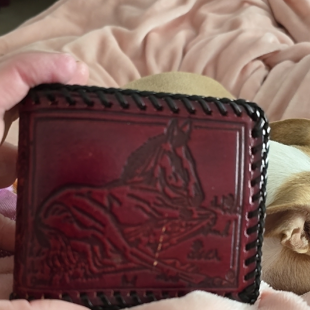 1970s Vintage Handcrafted Leather Wallet - Redcrafted And Stamped By Gene